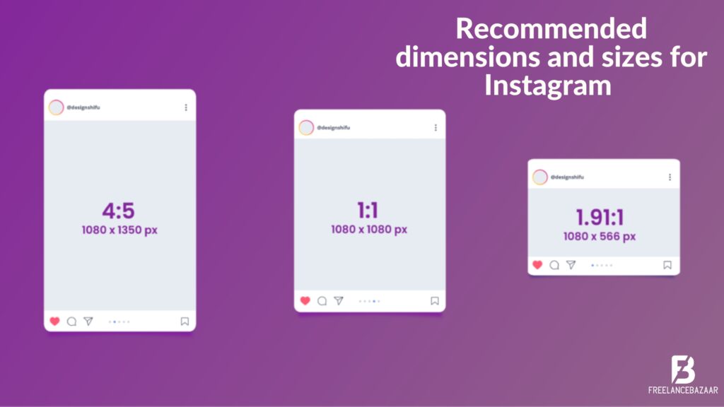 Recommended dimensions and sizes for Instagram
